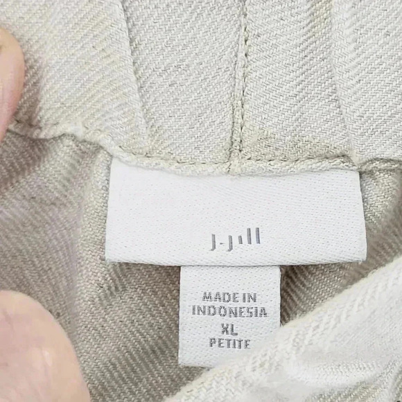 J. jill Linen Blend Leaves Embroidered Hem Women's Capri Pants XLP Beige - Picture 4 of 8